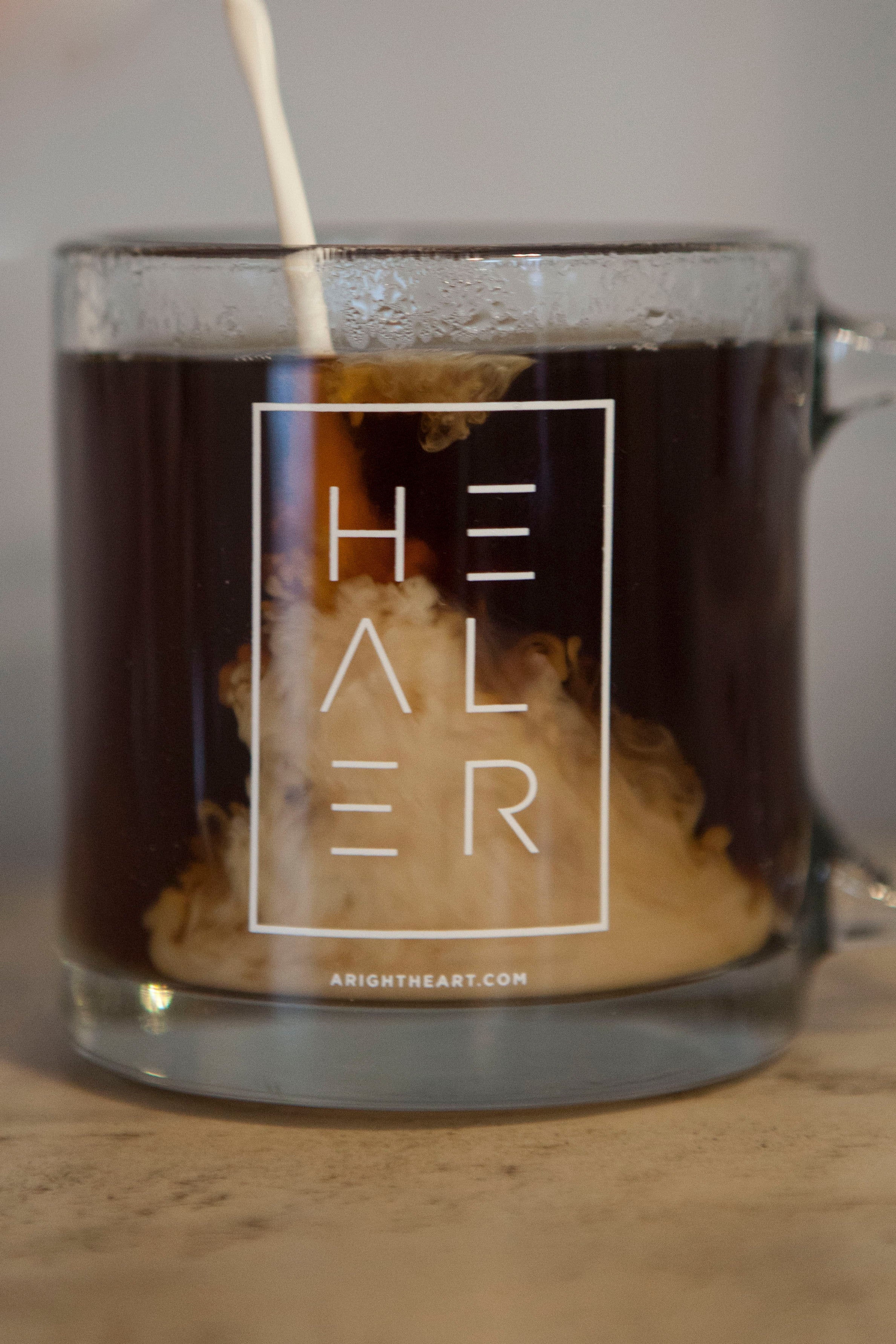 "Healer" Glass Coffee Mug
