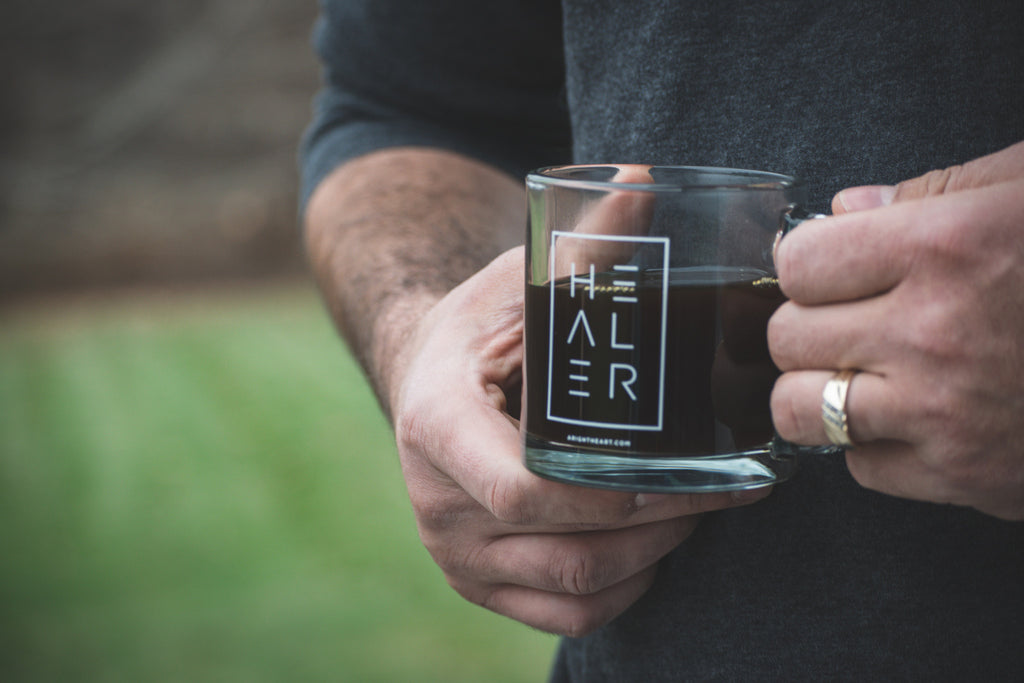 "Healer" Glass Coffee Mug