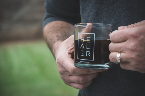 "Healer" Glass Coffee Mug